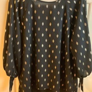 Black Papermoon Larie Tie Sleeve Foil Print Blouse